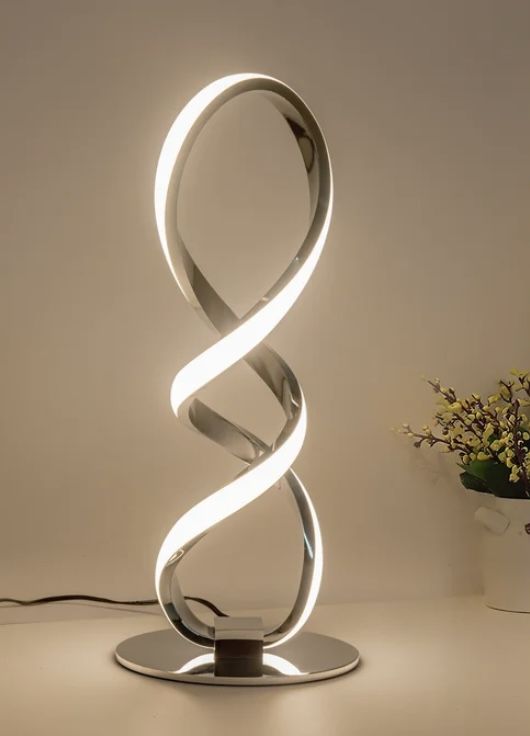 Modern Spiral Lamp sleek black design with soft glowing loops