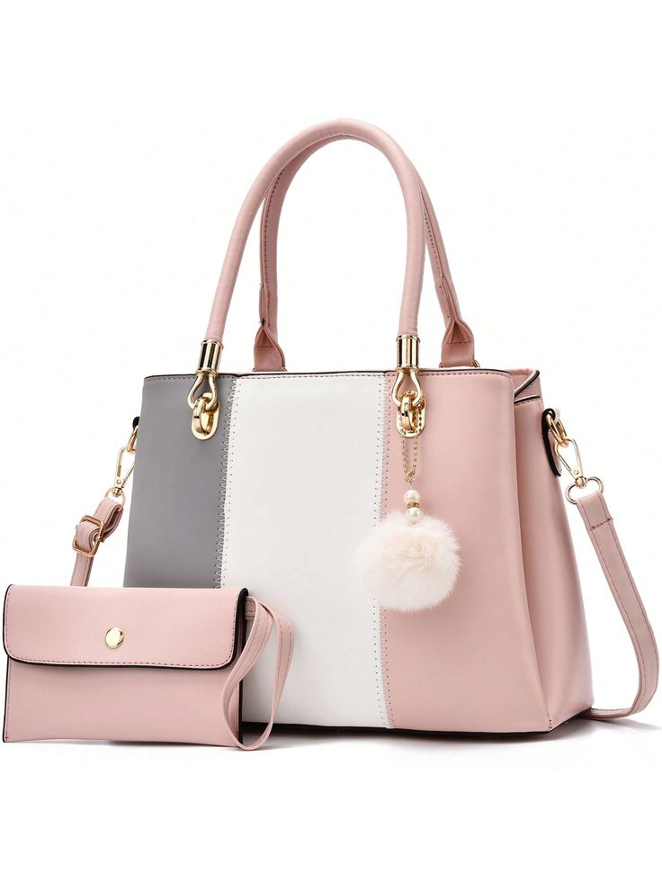 Women Handbags Large Tote Shoulder Bag Crossbody Bag For Women Color Stitching Top Handle Satchel Hobo 2pcs Purse Set