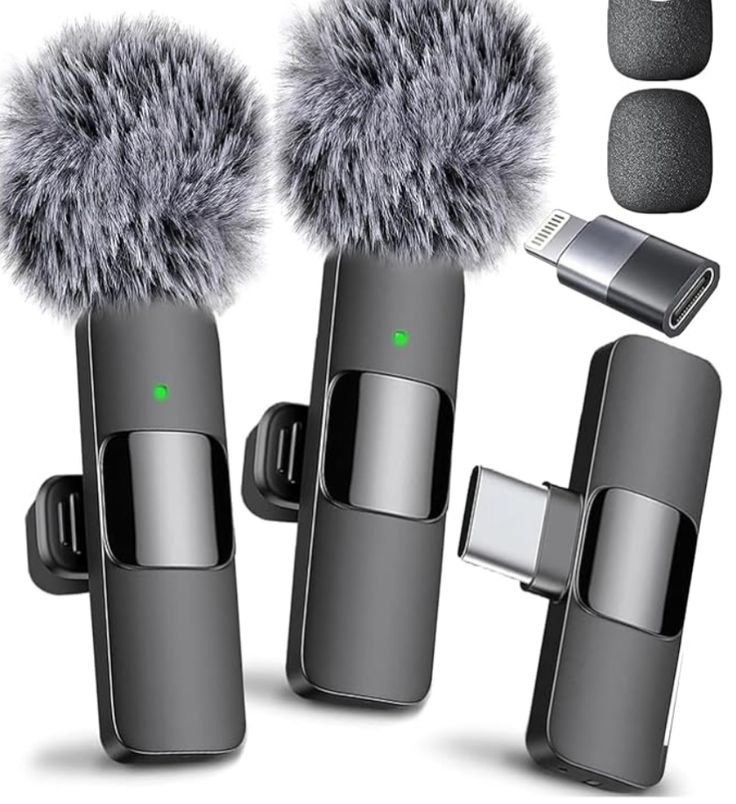OSA Lavalier Microphone for Phone with Charging Case and Transmitter Digital Display - Set of 2, for Type C Phone, Recording, Professional Video Recording, Lapel Mic (USB Type C)