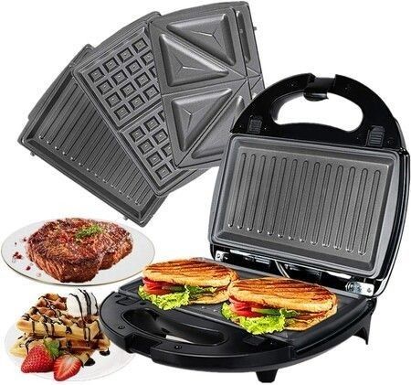5-in-1 Sandwich Maker, 5 Interchangeable Plates, Waffle Iron, Contact Grill, Electric Grill, Multigrill, Nut Toaster, Witch Hazel Nut Biscuit Oreschki Maker
